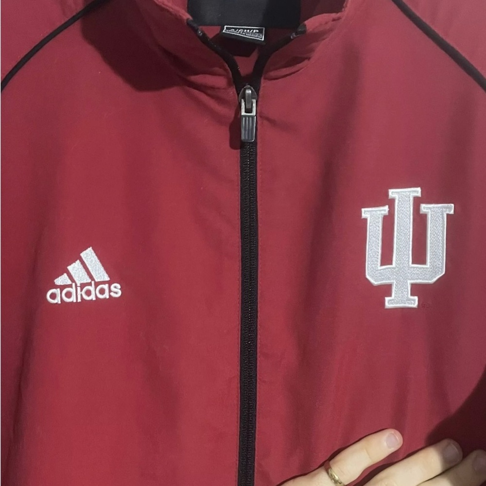 Adidas INDIANA HOOSIERS Climaproof Jacket Mens Small Full Zip Embroidered Red - Picture 3 of 10